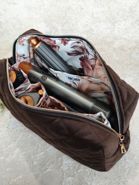 Косметичка для стайлера Dyson , шоколадка з квітковою підкладкою Chocolate/Brown Flowers  48394 фото