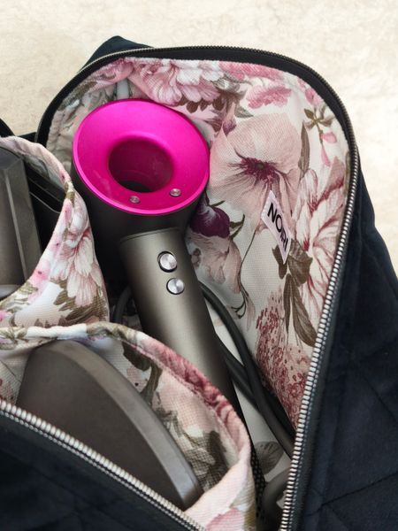 Косметичка для фена Dyson Supersonic , чорна з квітковою підкладкою Black/Pink flowers  99871 фото