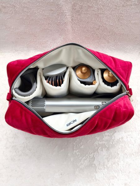 Косметичка для стайлера , ягідно червона з молочною підкладкою Red / Ivory 03757 фото