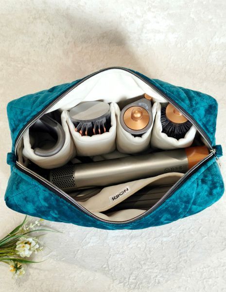Косметичка для стайлера , темно бірюзова з молочною підкладкою Deep teal / Ivory 15357 фото