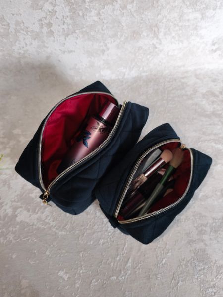 Набір чорних косметичок з червоною підкладкою Black/Berry Red 48400 фото