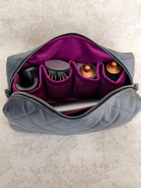 Косметичка для стайлера Dyson , сіра з пурпурною підкладкою Gray/Purple  37326 фото
