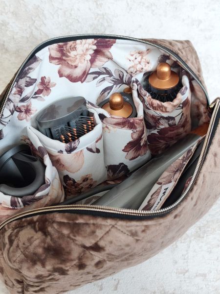Косметичка для стайлера Dyson , Коричнева з квітковою підкладкою Brown/Brown flowers  32637 фото