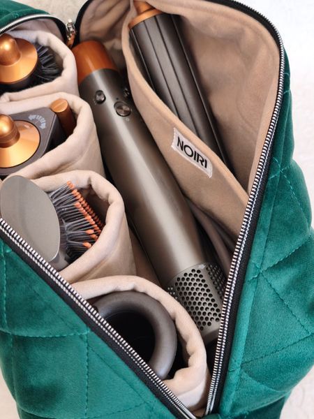 Косметичка для стайлера Dyson , смарагдова з бежевою підкладкою Emerald green/Beige  56818 фото