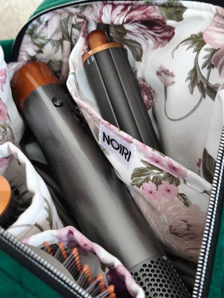 Косметичка для стайлера Dyson , смарагдова з квітковою підкладкою Emerald green/ pink flowers 45001 фото