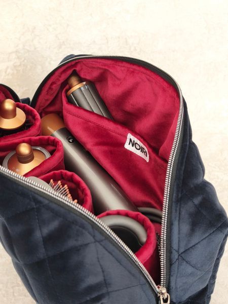 Косметичка для стайлера Dyson , темно синя з ягідно червоною підкладкою Navy blue/ Red 07494 фото