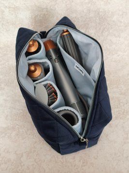 Косметичка для стайлера Dyson , темно синя з блакитною підкладкою Navy blue / Ice blue 40227 фото