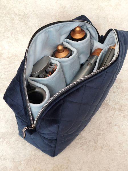 Косметичка для стайлера Dyson , темно синя з блакитною підкладкою Navy blue / Ice blue 40227 фото