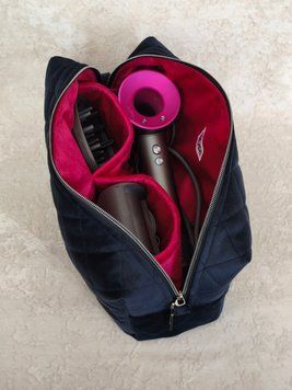 Косметичка для фена Dyson Supersonic , темно синя з підкладкою кольору фуксія Navy blue/Fuchsia  99486 фото