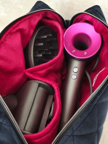 Косметичка для фена Dyson Supersonic , темно синя з підкладкою кольору фуксія Navy blue/Fuchsia  99486 фото