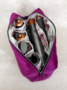 Косметичка для стайлера Dyson , пурпурна з квітковою підкладкою Purple/Pink flowers  75263 фото