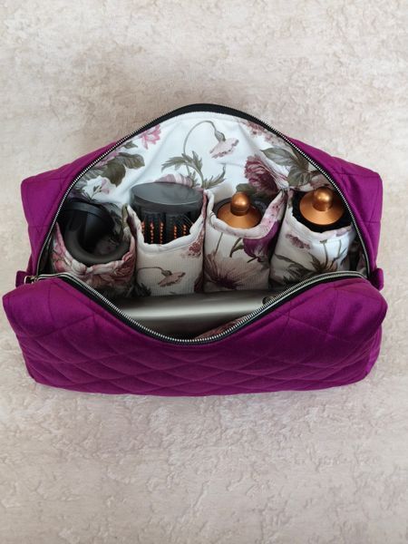 Косметичка для стайлера Dyson , пурпурна з квітковою підкладкою Purple/Pink flowers  75263 фото