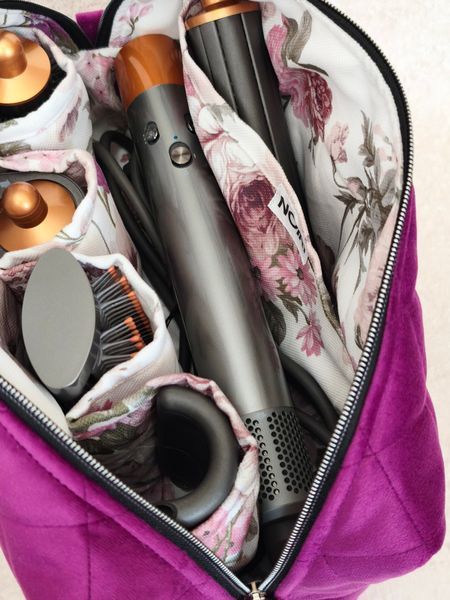 Косметичка для стайлера Dyson , пурпурна з квітковою підкладкою Purple/Pink flowers  75263 фото