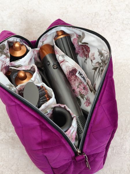 Косметичка для стайлера Dyson , пурпурна з квітковою підкладкою Purple/Pink flowers  75263 фото