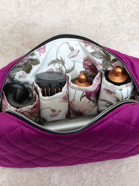 Косметичка для стайлера Dyson , пурпурна з квітковою підкладкою Purple/Pink flowers  75263 фото